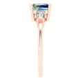 thumbnail image 3 of 1.62 ctw 3 Stone Anniversary Ring for Women | Square Emerald Cut Blue Moissanite | Hyperallergenic Solid 14K Rose Gold, 3 of 5