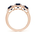 thumbnail image 2 of ANGARA Natural 1 Ct Round Sapphire Three Stone Halo Ring with Diamonds in 14K Rose Gold for Women (Size-6mm) | September Birthstone, Anniversary, Jewelry Gift for Women | Natural Blue Sapphire Ring, 2 of 8