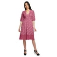 thumbnail image 1 of Moomaya Robe à Manches Courtes pour Femmes Robe de Soirée en Coton Imprimé Tenue Décontractée, 1 of 4