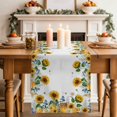 thumbnail image 2 of Table Runner 60 Inches Long for Kitchen Dining, Eucalyptus Leaves Dresser Scarf Farmhouse, Dining Table Decorations for Wedding/Parties, Sunflowers Spring Watercolor Country Floral Bee 13 x 60 In, 2 of 8