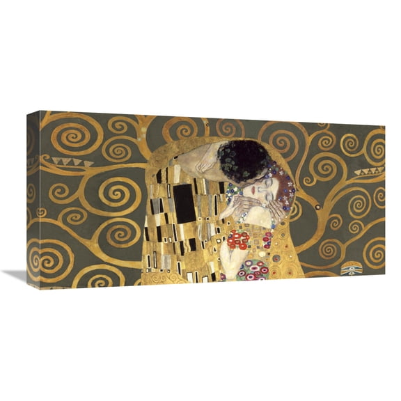 Global Gallery's 'The Kiss, detail (Grey variation)' by Gustav Klimt Stretched Canvas Wall Art