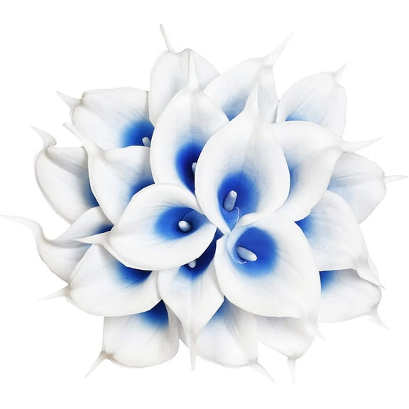 20Pcs Artificial Calla Lily Flower Real Touch Latex Flowers for DIY Wedding Bouquet Party Home Decor (Pure White)