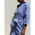 thumbnail image 5 of Women'S Shirt Dress Casual Lapel 3/4 Sleeve Button-Down Collar Slit Tie Resort Maxi Dress Blue S, 5 of 9