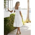 thumbnail image 4 of Women's 2024 Summer Square Neck Puff Sleeve Boho Midi Dress Swiss Dot Ruffle Flowy Tie Back Dress, 4 of 6