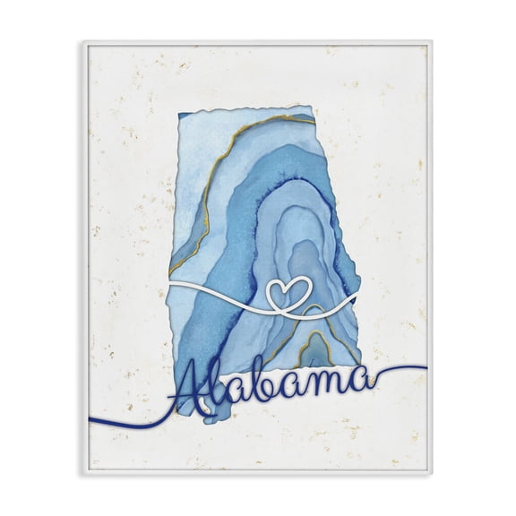 Stupell Industries Contemporary Alabama Agate Blue US State Design Canvas Art, 16 x 20, by Ziwei Li