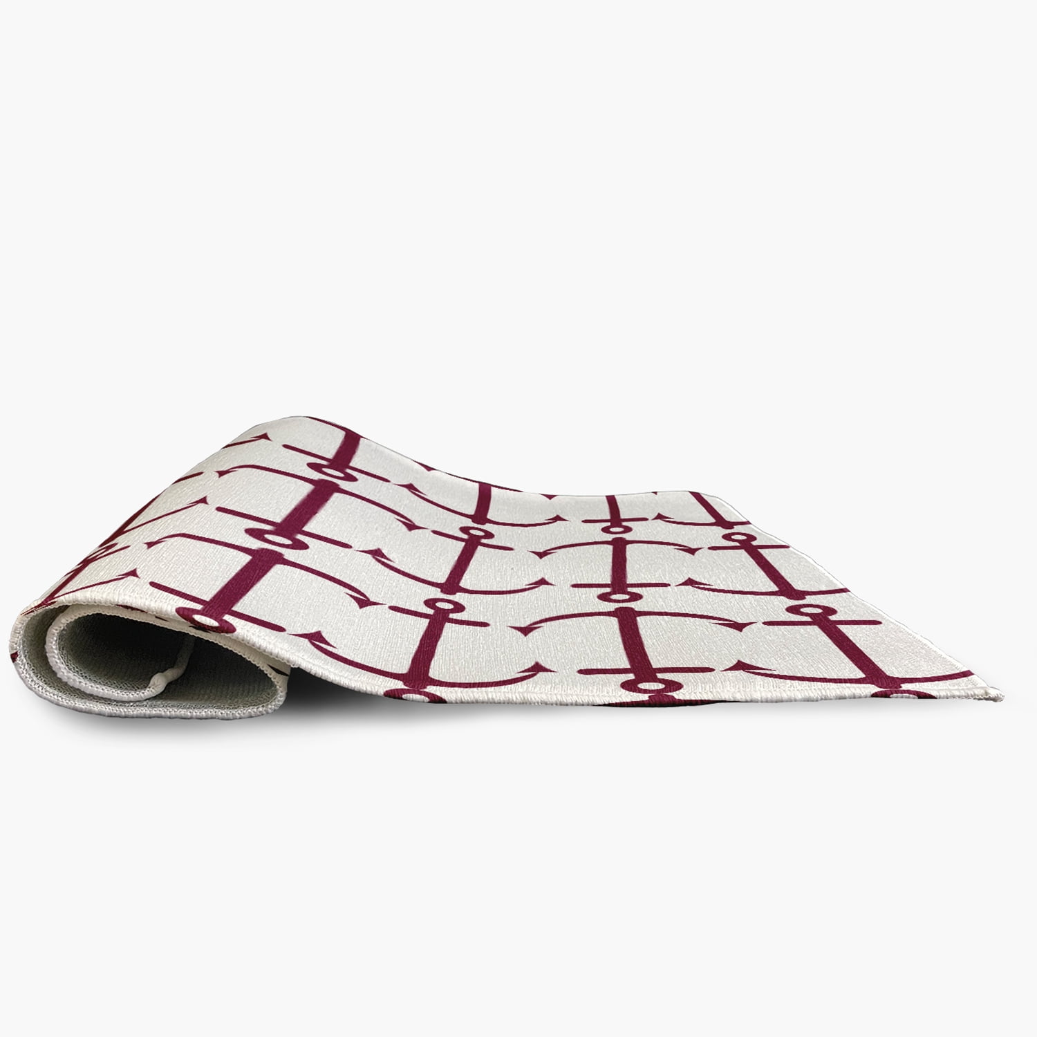 24" 36" Simply Daisy Anchor Pattern Beach Style Chenille Area Rug, Maroon Red