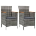 thumbnail image 1 of vidaXL Chaises de Jardin 2 Pcs Rotin Gris, 1 of 5