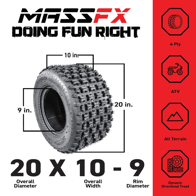 MASSFX 19x7-8 Tire For Sport Quad All-Terrain  ATV , Utility-Task  UTV And Side By Side Sxs Vehicles 4 Ply With 1 4 Tread Depth 19x7x8