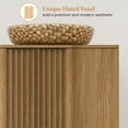 thumbnail image 3 of Brafabhome 31.5" Fluted Buffet Cabinet with Storage, 2 Door Accent Sideboard Credenza with Adjustable Shelves, Modern Curved Media Console Coffee Bar Table for Living Room Dining Room | Walnut(3 Set), 3 of 10