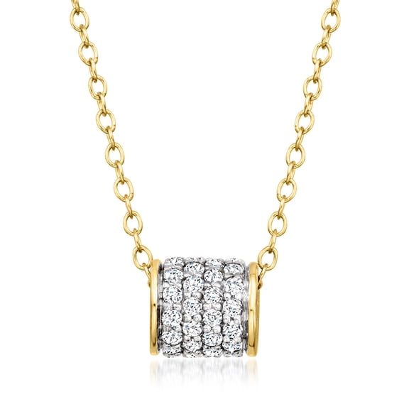 Ross-Simons 0.50 ct. t.w. Pave Diamond Bead Necklace in 18kt Gold Over Sterling, Women's, Adult