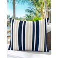 thumbnail image 6 of Outdoor Pillows Waterproof, Navy Blue Khaki Striped Bedding Throw Pillows with Insert for Couch Sofa Bed, Modern Minimalist Ombre Lines 16x16 Inch Pillowcases Decorative Patio Pillow Set of 1, 6 of 8