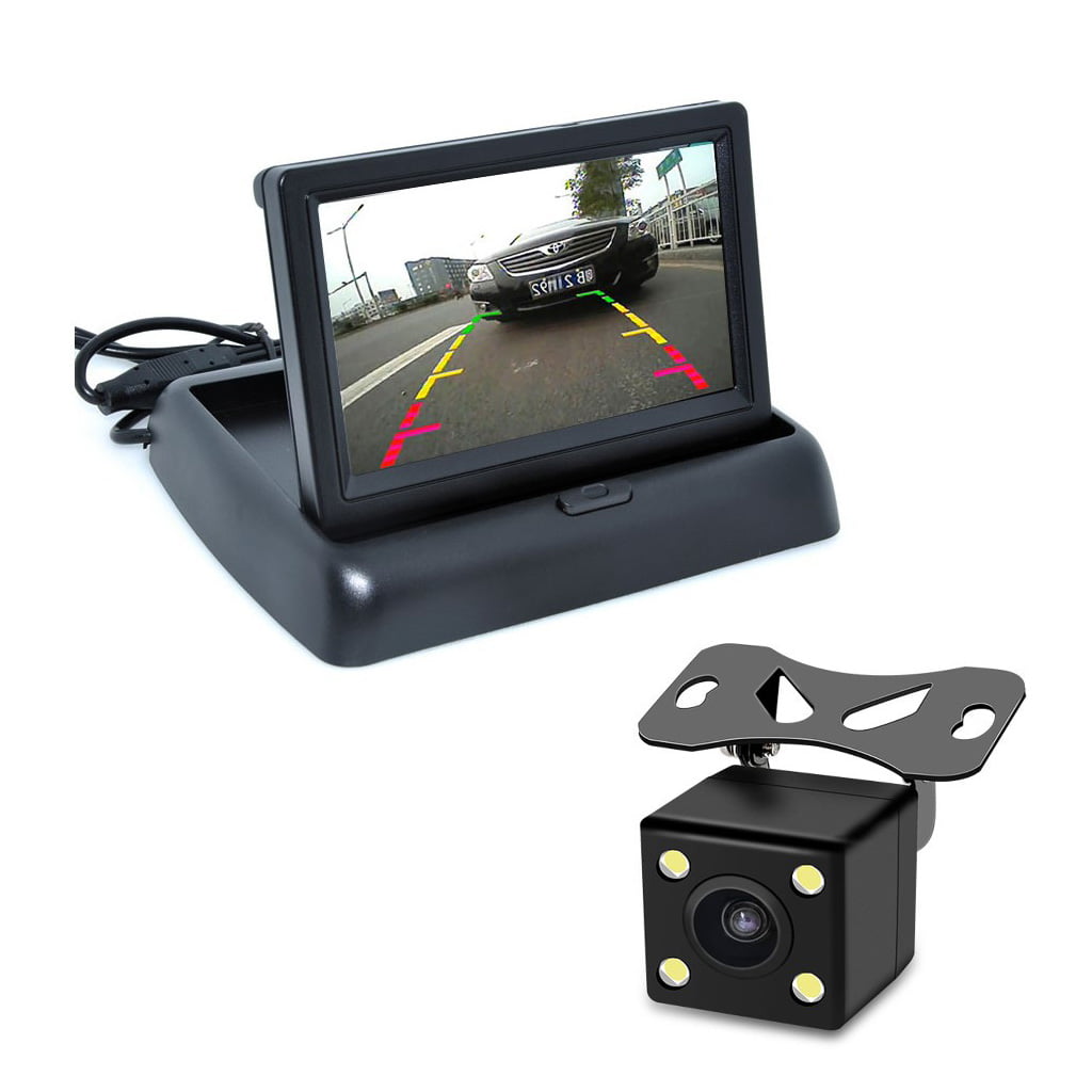 4 LED Reversing 170° Camera IP HD Car Rear View Kit 4.3'' Foldable LCD Monitor 