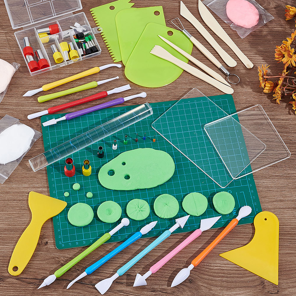 Clay Tool Sets for DIY Pottery Clay Craft Supplies Mixed Color 120x81x1.4mm Hole: 9.5mm 3pcs/set 1 set for DIY