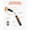 thumbnail image 2 of Heavy Duty Garden Hose Wand 15-Inch Long with 8 Adjustable Spray Patterns, 180° Swivel Head, Durable Aluminum Alloy & Rubber Handle, Leak-Free 3/4 Inch Hose Connector, Thumb Control Water Flow, 2 of 11