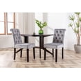 thumbnail image 4 of Guyou Velvet Leather Dining Chairs Set of 2, Mid Century Modern Solid Wood Parsons Chairs, Button Tufted Upholstered Armless Side Chairs with High Back for Dining Room Kitchen Restaurant, Grey, 4 of 8