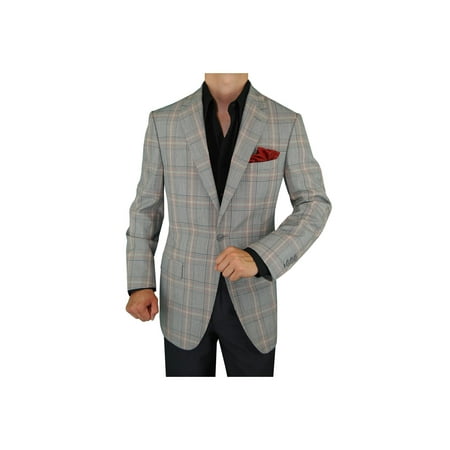 Medium Grey Wool Suit - DTI GV Executive Men's Italian Wool Suit Jacket One Button Modern Fit Blazer Gray
