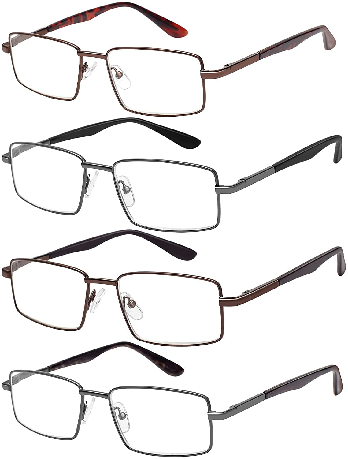 EFE Reading Glasses 4 Pack Comfort Readers for Men, AntiEyestrain Eyeglasses