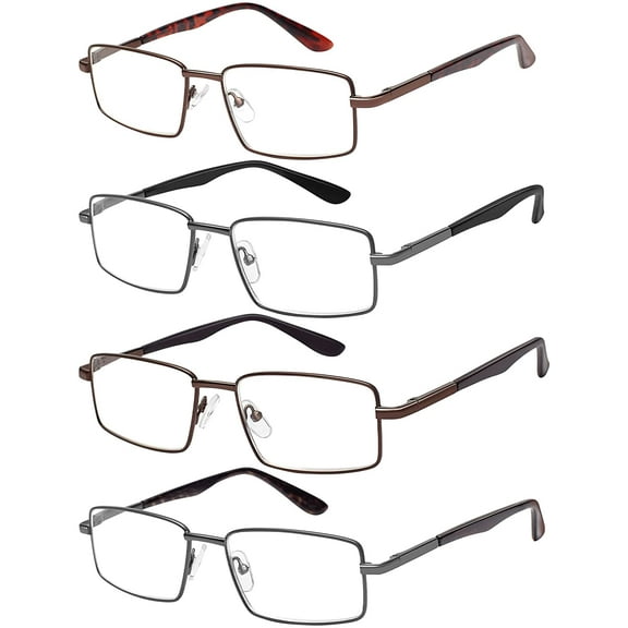 EFE Reading Glasses 4 Pack Comfort Readers for Men, Anti-Eyestrain Eyeglasses