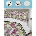 thumbnail image 4 of Quilts Twin-XL Size Bedding Set, Purple Green Botanical Lightweight Quilted Comforter, Spring Floral Summer Rustic Soft Reversible Bedspread Coverlet with Pillow Covers for All Season, 68" x 98", 4 of 7