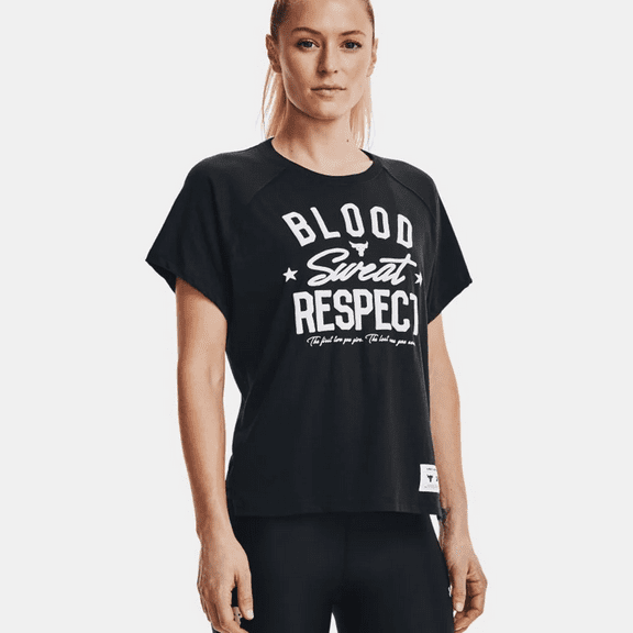 UNDER ARMOUR WOEMN'S BLOOD SWEAT RESPECT T-SHIRT, BLACK LARGE