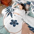 thumbnail image 4 of Homewish Botanical Flowers Leaves 7 Pieces Bedding Comforter Set For Children Teens Adults,Abstract Minimalist Stripes Full Bedding Set Lightweight,Vintage Aesthetic Fitted Sheet Flat Sheet, 4 of 8