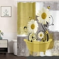 thumbnail image 4 of Yellow Daisy Flower Shower Curtain, Farmhouse Floral and Butterfly in Bathtub Shower Curtains for Bathroom, Rustic Country Abstract Geometric Floral Bath Decor Bathtub Set with 16 Hooks 70X70in, 4 of 6