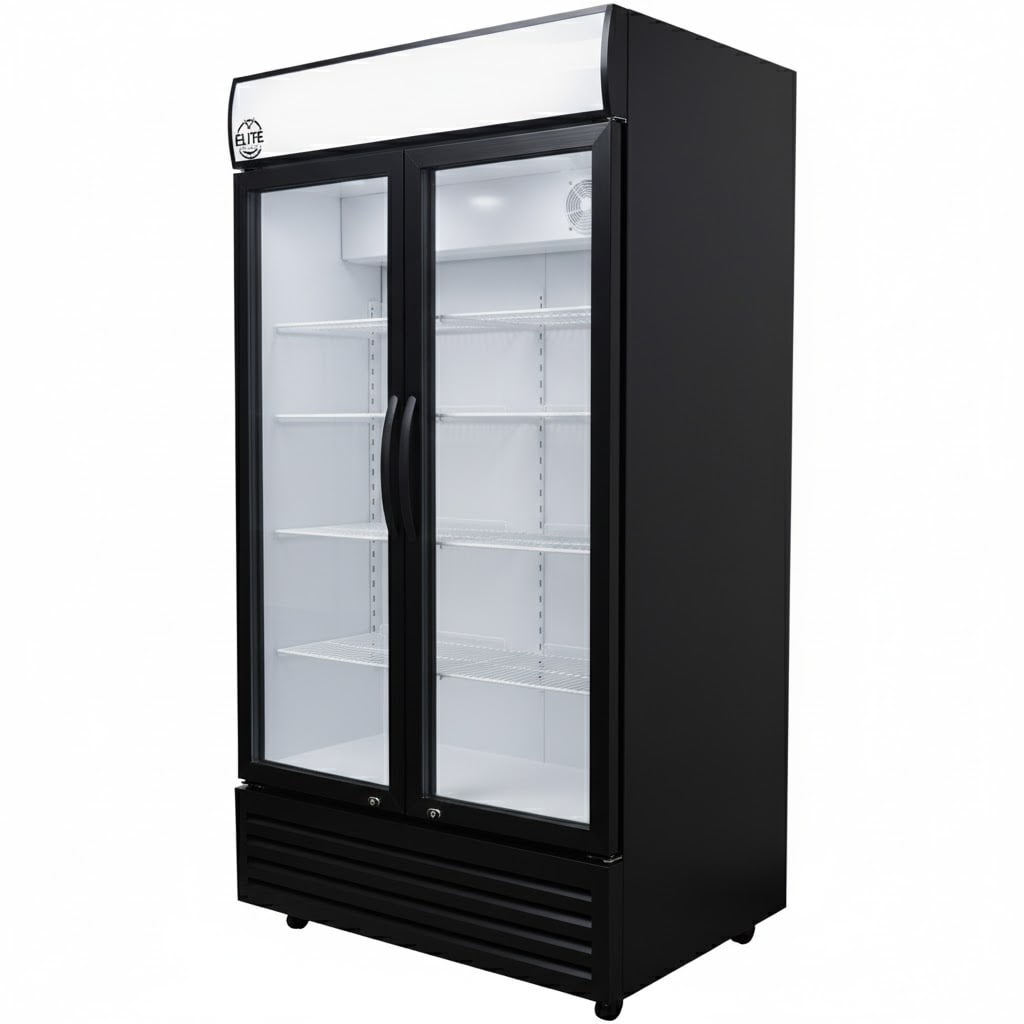 NSF 36 in. Commercial Two-Door Beverage Display Refrigerator, 20 Cu. Ft. Retail Refrigerator, Beverage Cooler with LED Lighting, Double-Layer Glass Door