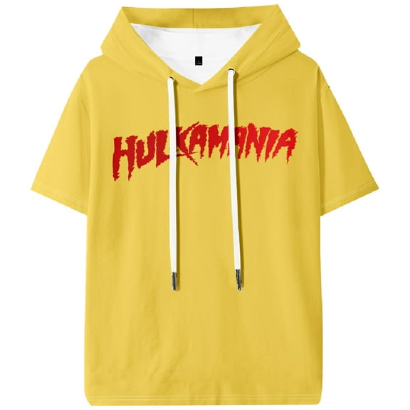 Hulkamania Hooded T-shirt Short Sleeve Sport Gym Tee Women Men Outdoor Streetwear Tops