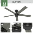 thumbnail image 3 of Hunter 52 inch Outdoor or Indoor Ceiling Fan No Light - Black Ceiling Fan without Light, For Patio, Porch, Garage, or Living Room, Standard Mount, 5 Blades, Wall Control - Burton 52247, Matte Black, 3 of 17