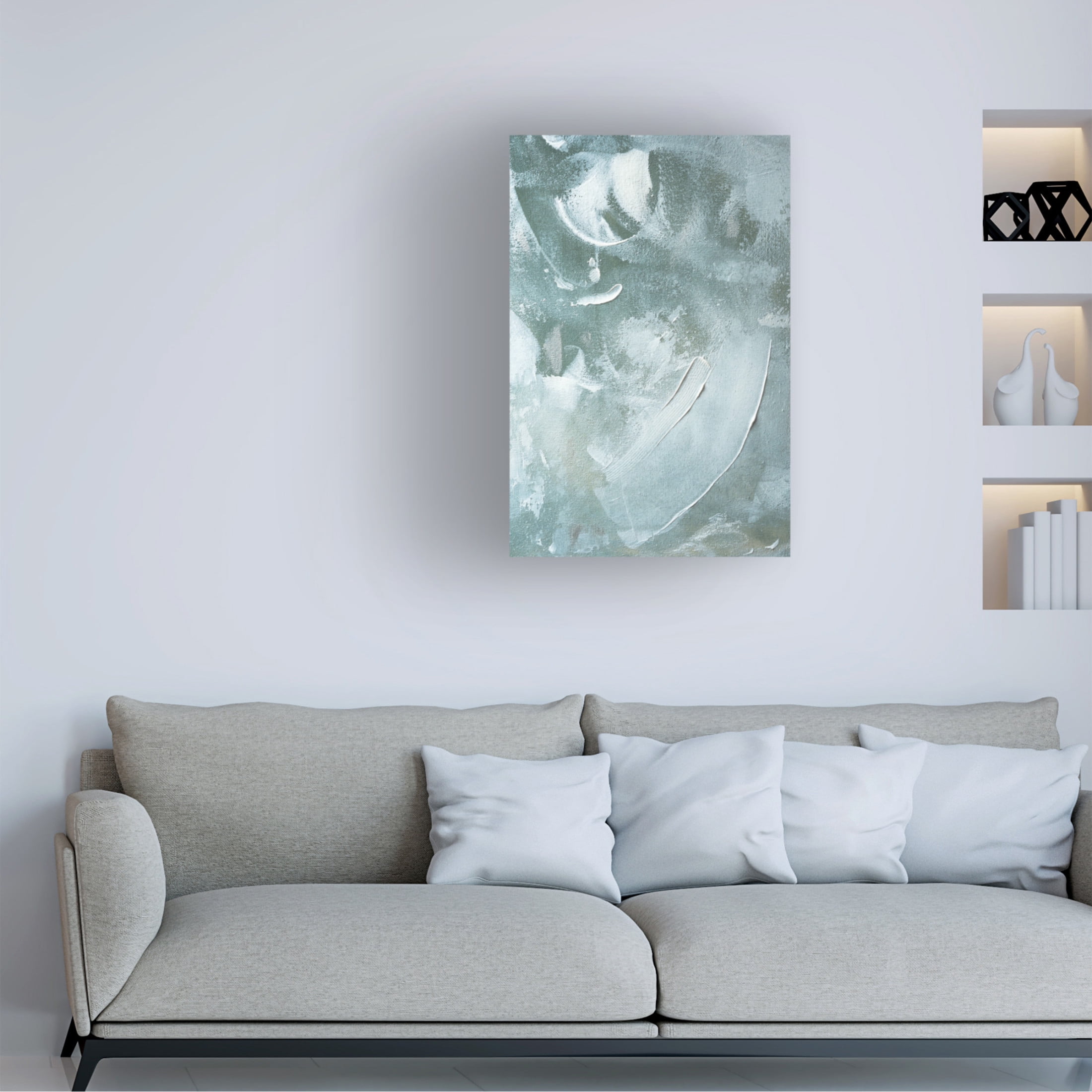 Trademark Fine Art uplusmestudio Green and White Acrylic No 4 Canvas Wall Art