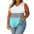 thumbnail image 6 of Wensltd Women Plus Size V Neck Sleeveless Tank Tops Color Block Soft Stretch Breathable Curved Hem Tank Shirt For Summer Daily Casual, 6 of 8