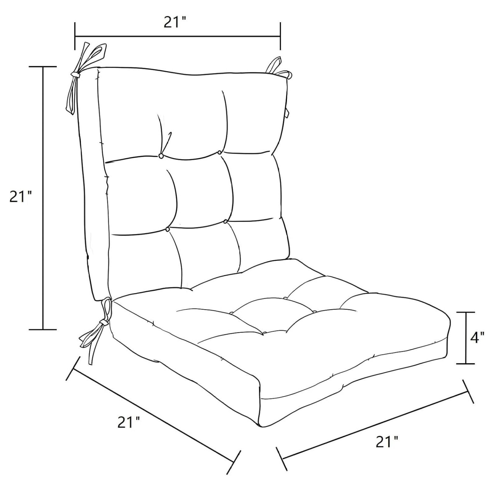 Outdoor Seat Back Chair Cushion, 20" x 20" Indoor Tufted Seating Patio Couch Furniture Replacement Cushions Set (Light Yellow, 1 Count)