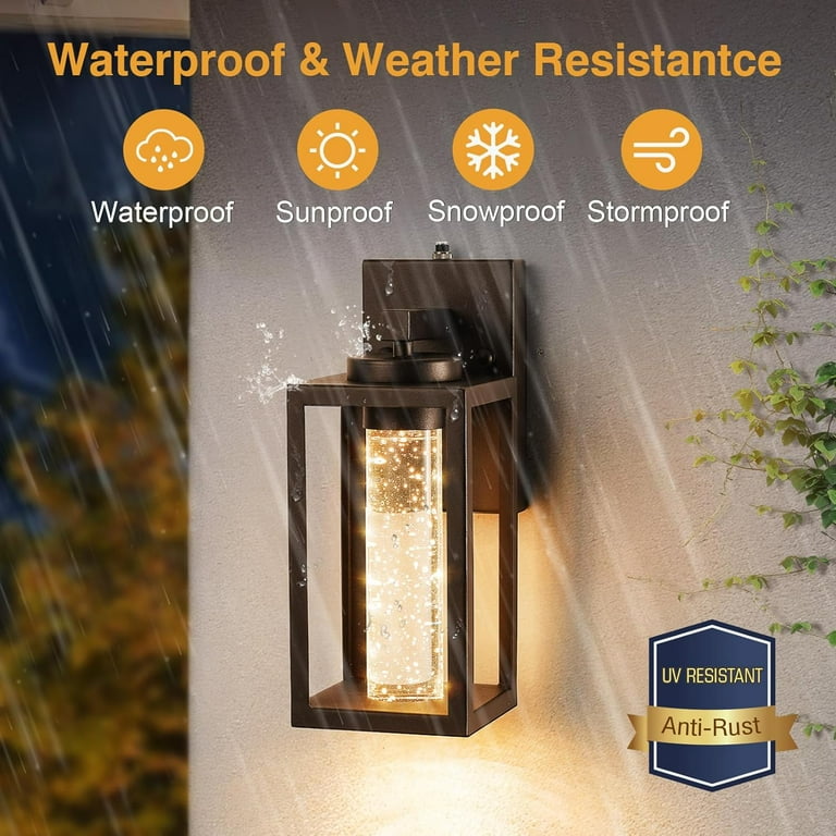 VIANIS Outdoor Wall Light - Crystal Bubble Glass Porch VIANIS Outdoor Wall Light - Crystal Bubble Glass Porch