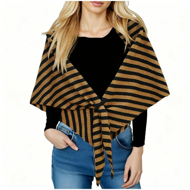 Bufandas Chales para mujer Chales de punto para mujer Cárdigan capa Tops de lana con hombros descubiertos Chales Bufanda Chal de rayas para mujer Sombrero para mujer