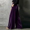 thumbnail image 5 of Mifsaly Women's Velvet Wide Leg Trousers High Waisted Flowy Palazzo Pants Fall Winter Elegant Evening Party Business Casual Outfits with Pockets, 5 of 7