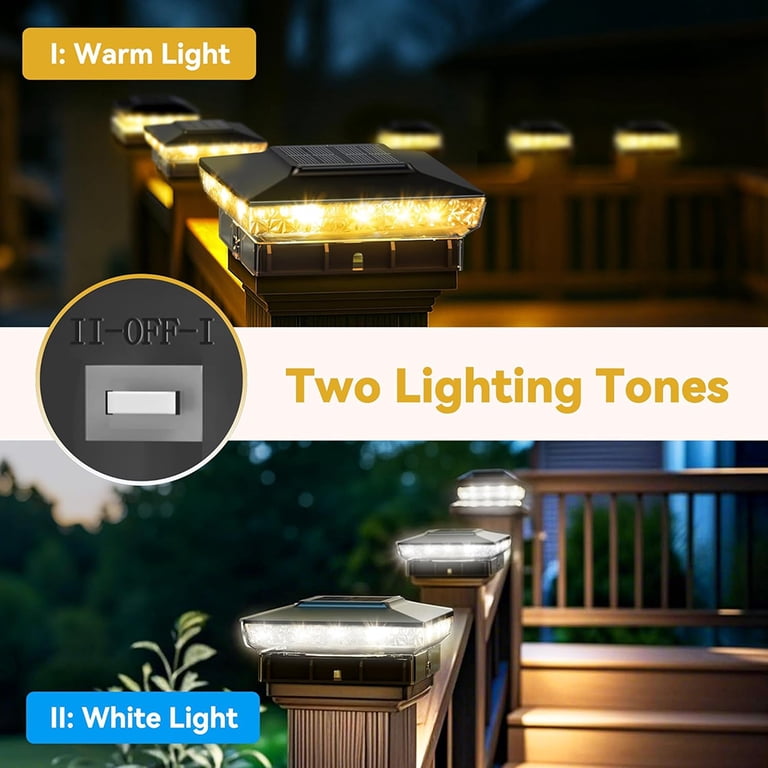 Ocest Solar Post Cap Lights, 8-Pack, Warm/Cool White, Adjustable photo 2
