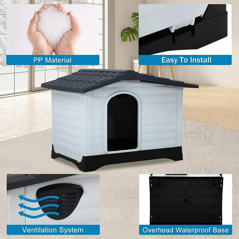 Bilot Insulated Large Grey Plastic Dog House, Waterproof Outdoor