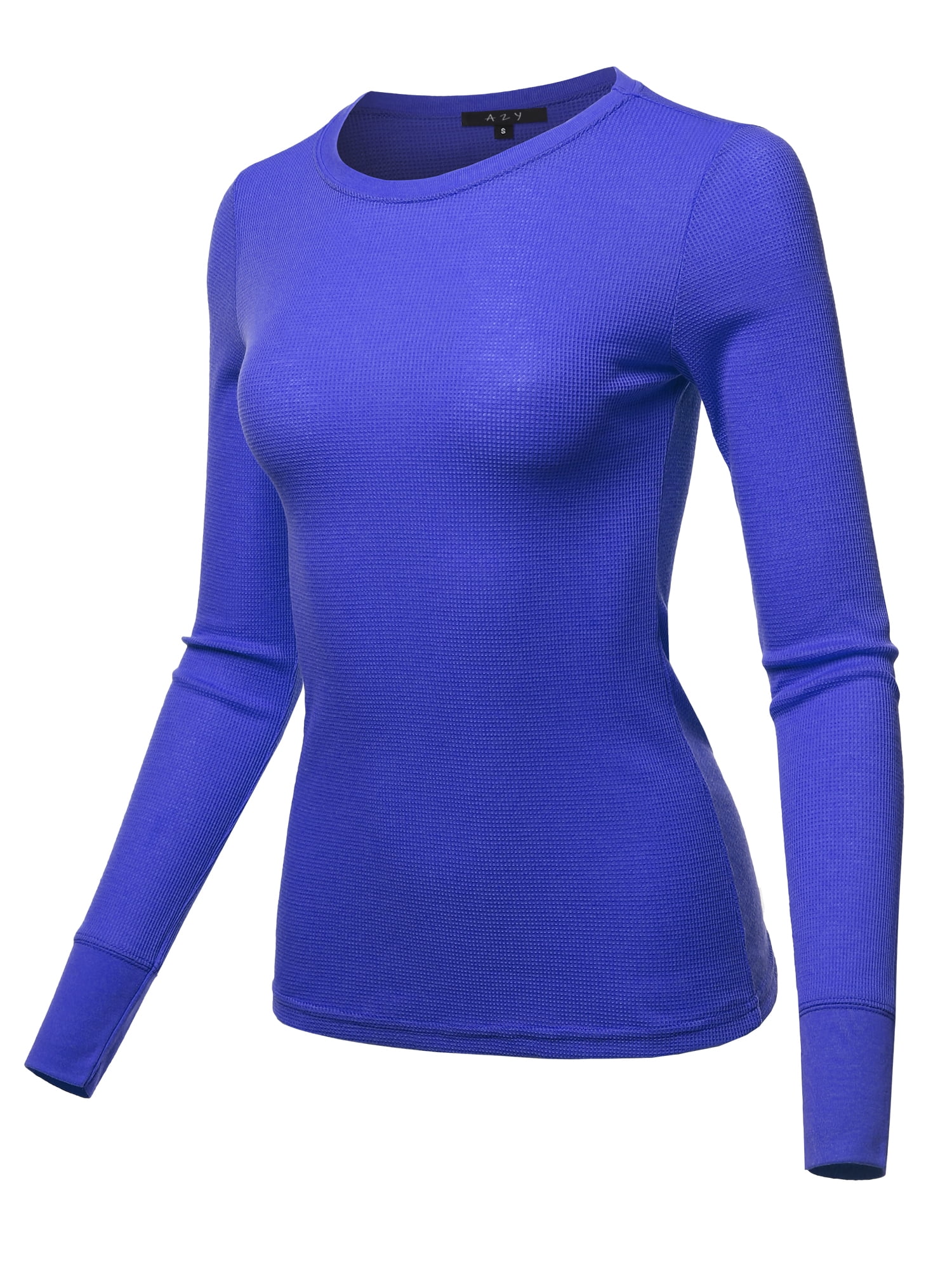A2Y Women's Basic Solid Long Sleeve Crew Neck Fitted Thermal Top Shirt ...