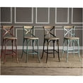 thumbnail image 4 of JERFIT Vintage Cross Back Bar Stool, Turquoise Wood Metal Kitchen Counter Chair with Footrest, 4 of 5