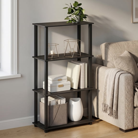 Furinno Turn-S-Tube 23.6†W x 11.4 D x 43.25 H 4-Shelf Decorative Shelves, Black