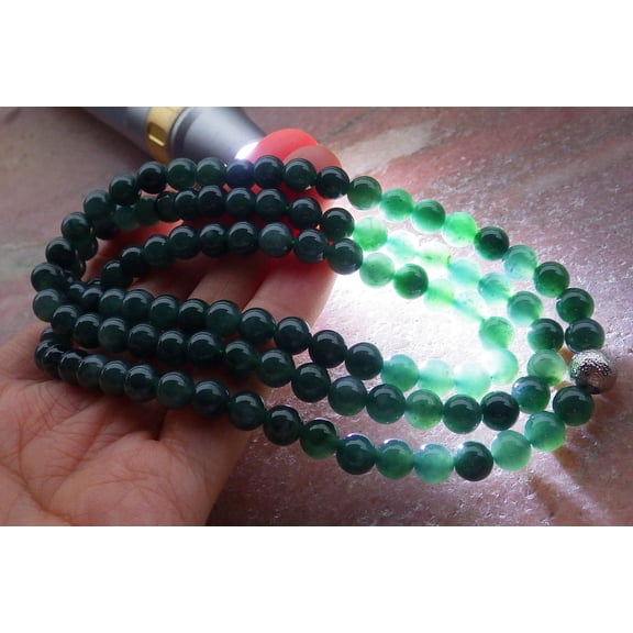 Certified Icy Green Burma Natural A JADE Jadeite Bead Beads Necklace 27 inches 657388 TN