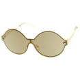 thumbnail image 2 of sunglassLA Unisex Oversize Round Color Mirror Shield Lens Metal Temple Rimless Sunglasses (Gold / Gold Mirror) - 69mm, 2 of 4