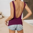 thumbnail image 4 of Backless Vest for Women 2025 Solid Color Sleeveless Deep V Back Slim Fit Stretchy Tank Top Womens Vests, 4 of 7