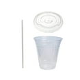 thumbnail image 2 of VeZee's 12 oz Clear Plastic PET Cups With Flat Lid & Straw, BPA-Free, Perfect for Iced Coffee, Smoothies, Tea, Boba - Recyclable Qty 1000, 2 of 5
