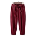 thumbnail image 4 of XuJwPNcy Mens Pants Lightweight Fashion Harem Pants Soft Tie Side Trousers with Pockets Loose Casual Outfit Clothing(Wine,X-Large), 4 of 4