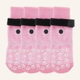 thumbnail image 5 of Unique Bargains 4 Pcs Non-Slip Dog Socks with Adjustable Tapes Pink M, 5 of 7