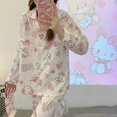 thumbnail image 3 of Conjunto de pijama Kawaii Sanrio Hello Kitty para niña, ropa holgada de manga larga, estilo Ins, dibujos animados, regalo para el hogar, 3 of 4
