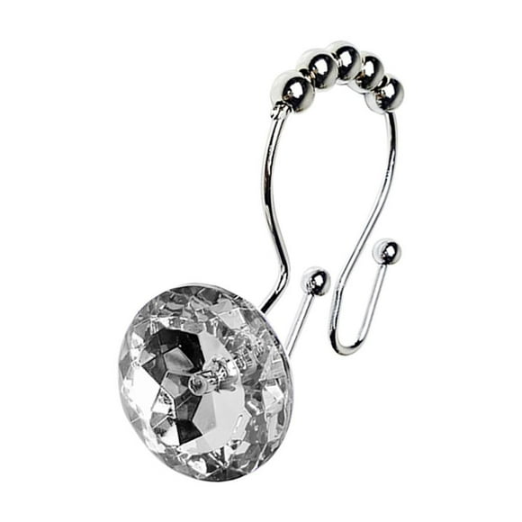 VONKY 12pcs Double Glide Shower Curtain Rings Acrylic Crystal Rhinestones Hang Curtain and Liner Hooks Home Decoration