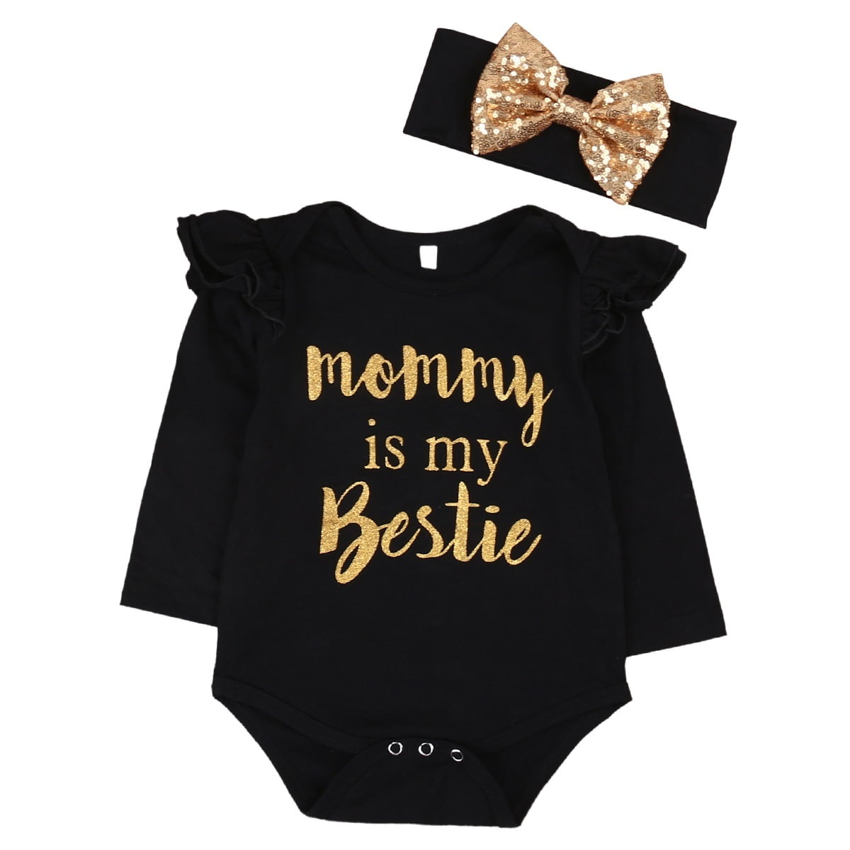 Baby Girls Clothes Floral Mommy is My Bestie Bodysuit Romper Headband Set Walmart