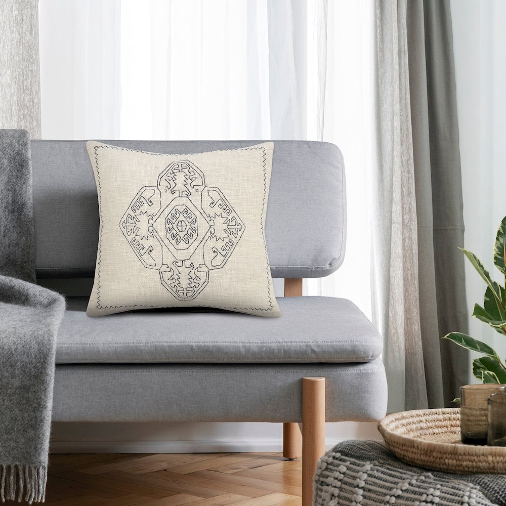 Harlow Hill Embroidered Damask Medallion Throw Pillow